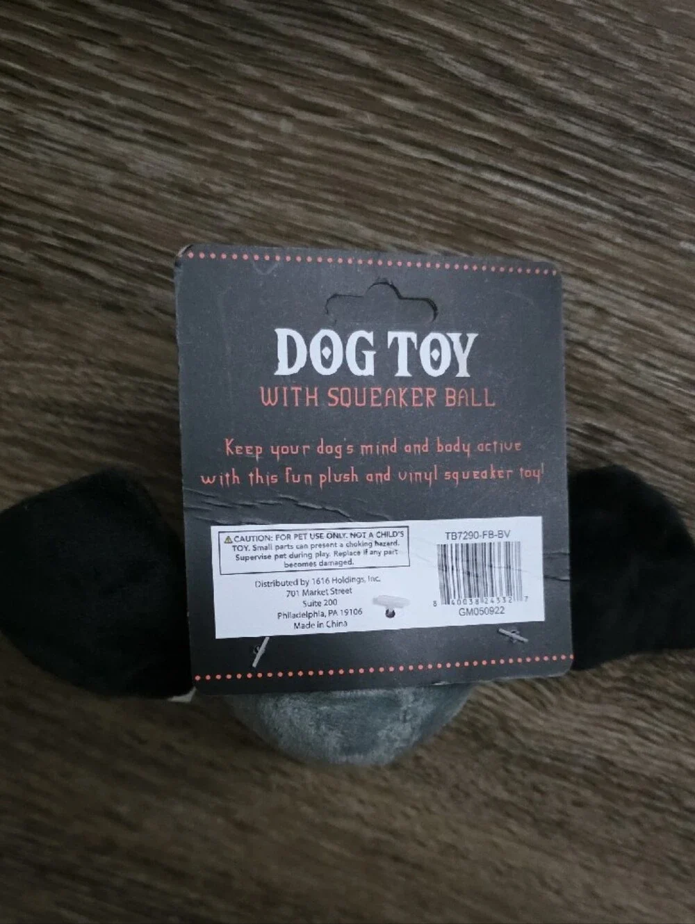 Plush Bat Squeaker Dog Toy - Gray & Black 9 In